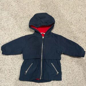 Nordstrom Dark Blue Raincoat with Bright Red Lining